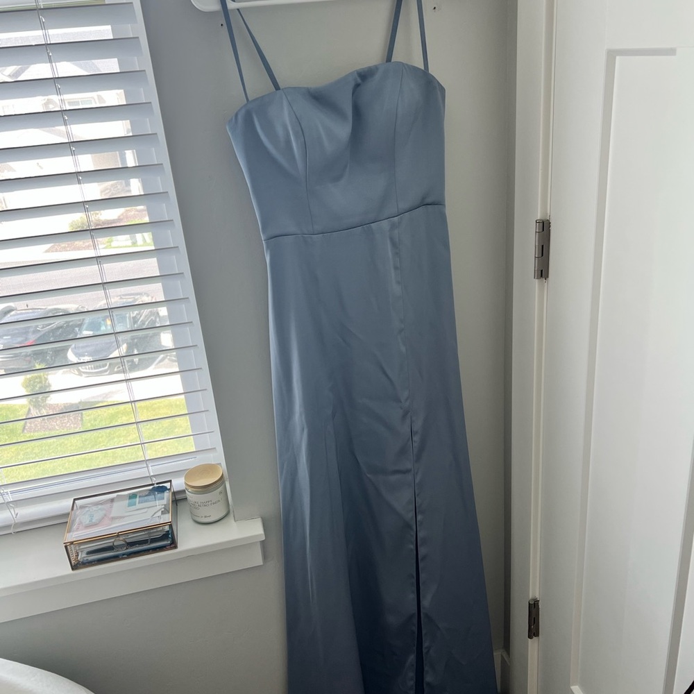 Azazie Strapless Blue Dress